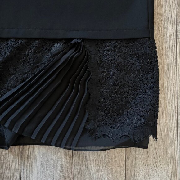 Diane von Furstenberg Lace Trimmed Black Shift Mini Dress Womens Size Medium LBD - Picture 16 of 16